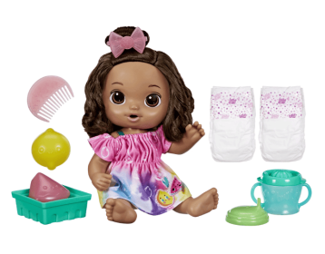 Baby Alive Fruity Sips Doll, Lemon, Pretend Juicer Baby Doll Set, Kids 3 and Up, Brown Hair