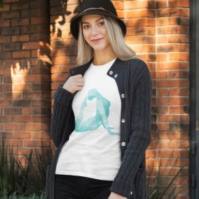 Yoga Backward Bend Print Jersey Short Sleeve Tee (Color: White, size: XS)