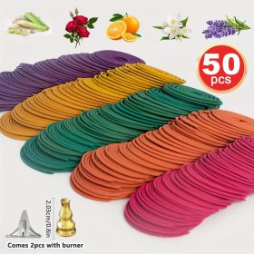 50pcs Spiral Incense, Lemongrass, Rose, Jasmine, Lavender Orange Aromatherapy Coils, Burning Time 3-4 Hours Suitable for Air Purification, Yoga (Style: 50PCS Lemongrass)